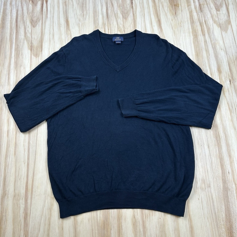Brooks Brothers Men's‎ 100% Supima Cotton V-Neck Pullover Sweater Blue Large